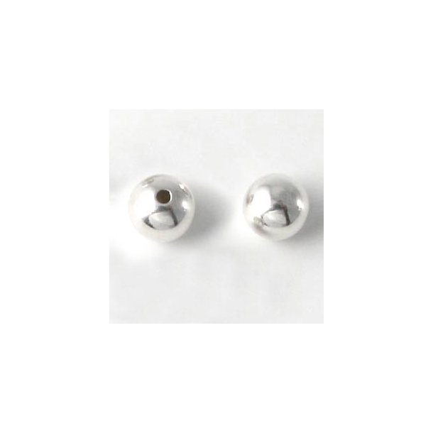 Silver bead, hollow, half-drilled, holesize 1.5mm, diameter 10mm, 1pc.