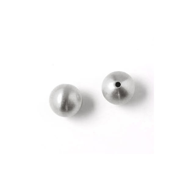 Perlen, matter Edelstahl, durchbohrt, 6 mm, 1,5 mm Loch, 2 Stk.