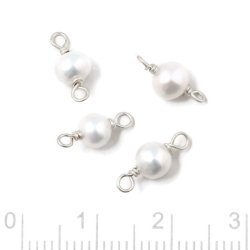 Zwischenstck mit weier 4,5 mm Swasserperle, Silber, 2 Stck