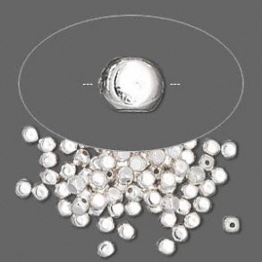 Würfelperle, abgerundete Kanten, Versilbertes Messing, 3x3 mm, 100 Stk