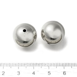 Groe Perle, platinfarbenes Messing, hohl, rund, Durchmesser 16 mm. 4 Stck