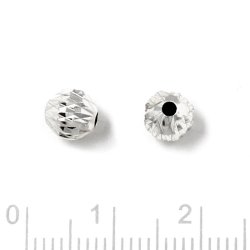 Facettierte Perle, Silber, rund, Durchmesser 6 mm, 2 Stck