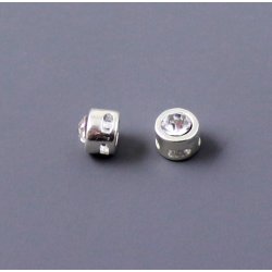 Perle mit Strass, versilbert, 6x5 mm, 2 stk