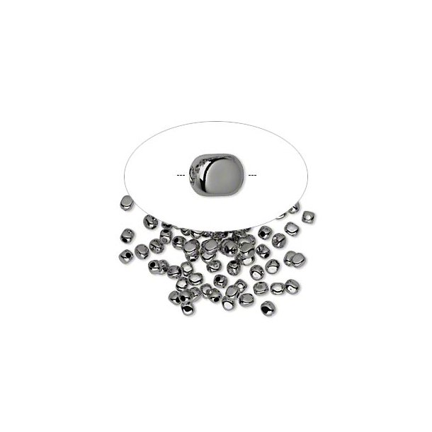Small cube beads, softened corners, black brass, 3x3mm, 100pcs