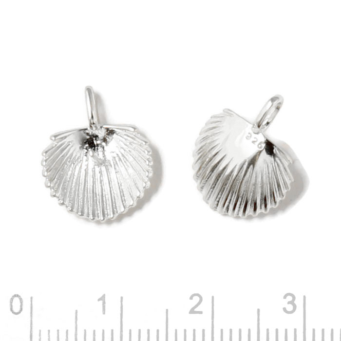 Pendant, Sea shell with loop and peg for pearl, gold plated