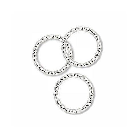 Versilberte Messingringe, gewunden, offen, 6x0,8 mm, 10 Stk