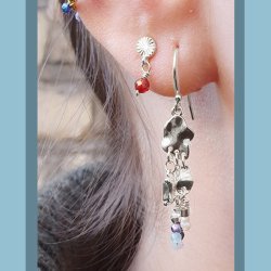 Zwischenst&uuml;ck, unebene Flache mit &Ouml;se und 3 L&ouml;cher, Silber, 11x7mm, 2 Stck