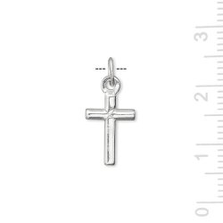 Kreuz, einfacher kleiner Anh&auml;nger mit &Ouml;se, gl&auml;nzend, Sterlingsilber, 15x8 mm, 1 Stk