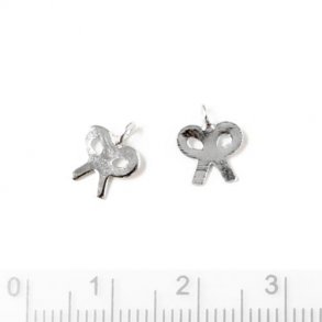 Pretzel / Butterfly charm with eye, silverplated brass, 10x8mm, 2pcs
