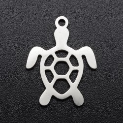 Schildkr&ouml;te-anh&auml;nger, Edelstahl, 19x14x1 mm, 2 Stk.