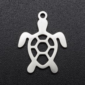 Schildkröte-anhänger, Edelstahl, 19x14x1 mm, 2 Stk.