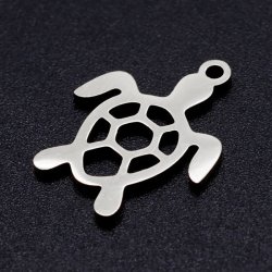 Schildkr&ouml;te-anh&auml;nger, Edelstahl, 19x14x1 mm, 2 Stk.