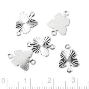 Versilberte Zwischenstücke, facettierte Schmetterling, 2 Ösen, 12,5x9x0,5 mm, 6 Stk
