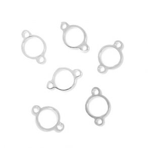 Versilberte Zwischenstücke, schlichter Kreis, 2 Ösen, 11x7 mm, 10 Stk.