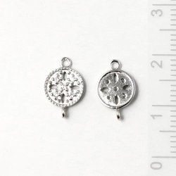 Zwischenst&uuml;ck mit Zirkonia, rund mit zwei &Ouml;sen, Sterlingsilber, 12x8 mm 1 Stk.