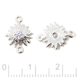 Zwischenglied, Blume mit Zirkon in der Mitte, 2 sen, Silber, 14x10x2,5 mm, 1 Stck