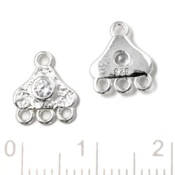 Anhnger mit klaren Zirkon und 4 Augen, silber, 9x10mm, 2 Stck