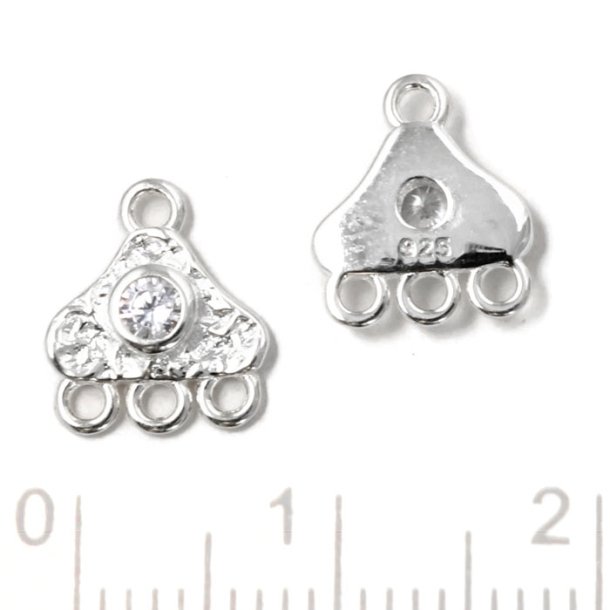 Anhnger mit klaren Zirkon und 4 Augen, silber, 9x10mm, 2 Stck