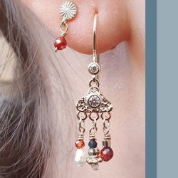 Anhnger mit klaren Zirkon und 4 Augen, silber, 9x10mm, 2 Stck