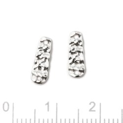 Mittelglied, geh&auml;mmert, l&auml;nglich, mit 2 L&ouml;chern, Silber, 11x4x1,2 mm, 2 Stk