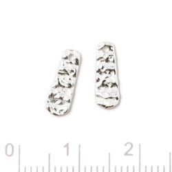Anhnger, gehmmert lnglich, mit 1 Loch, Silber, 11x4x1,2 mm, 2 Stk.