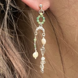 Zwischenst&uuml;ck, Mondsichel, unebene Fl&auml;che mit 3 &Ouml;sen, Silber, 9x9 mm, 2 St&uuml;ck