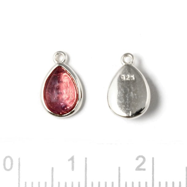 Pendant with Amethyst, silver, 10x6.5mm, 1pcs