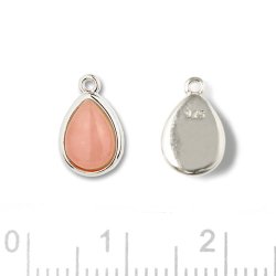 Anhang mit tropfen aus pink Opal, Silber, 10x6,5 mm, 1 Stk