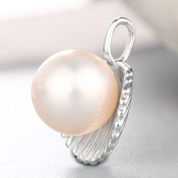 Anhnger, muschelform mit se und Stift fr Perle, vergoldetes Silber, 15x12x3 mm, 1 Stk