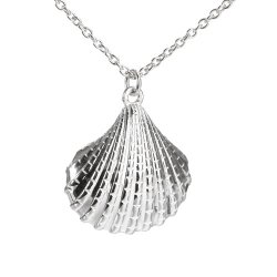 Anh&auml;nger, muschelform mit &Ouml;se, Silber, 22x20x6 mm, 1 Stk