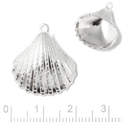 Anh&auml;nger, muschelform mit &Ouml;se, Silber, 22x20x6 mm, 1 Stk
