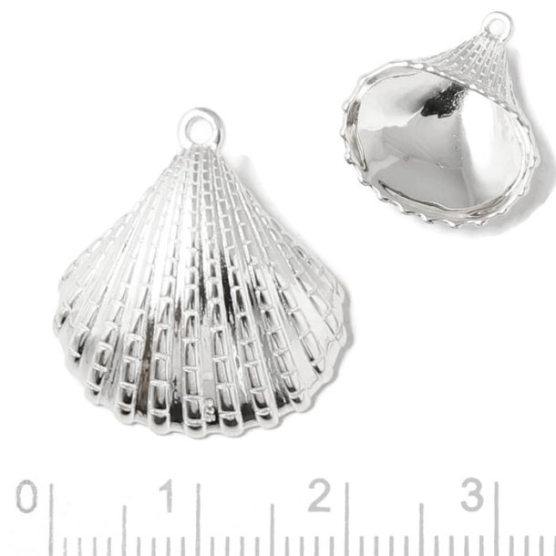 Pendant, Sea shell with loop, silver 22x20x6mm, 1pc