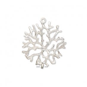 Silver-plated pendant, twig, 23x22mm, 2pcs.