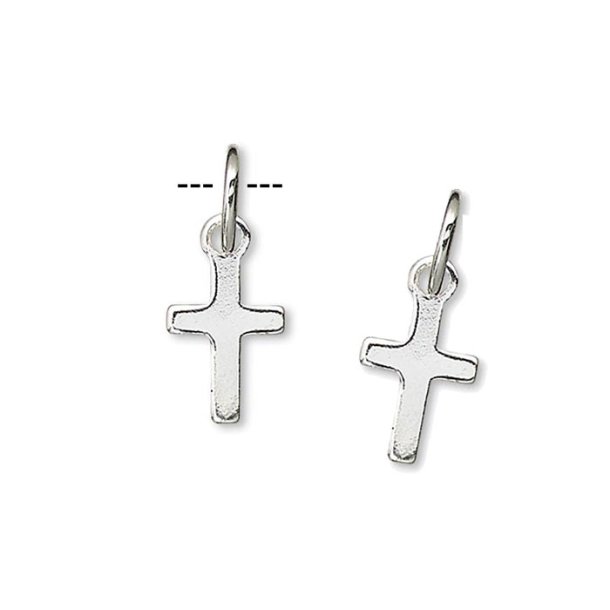 Kleine Kreuz-Anh&auml;nger, mit &Ouml;se und ovaler ring, Silber, 9x5 mm, 2 Stk.