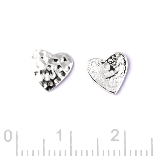 Herz-Anh�nger, leicht gew�lbt, geh�mmert, Silber, 8x8 mm, 1 Stck