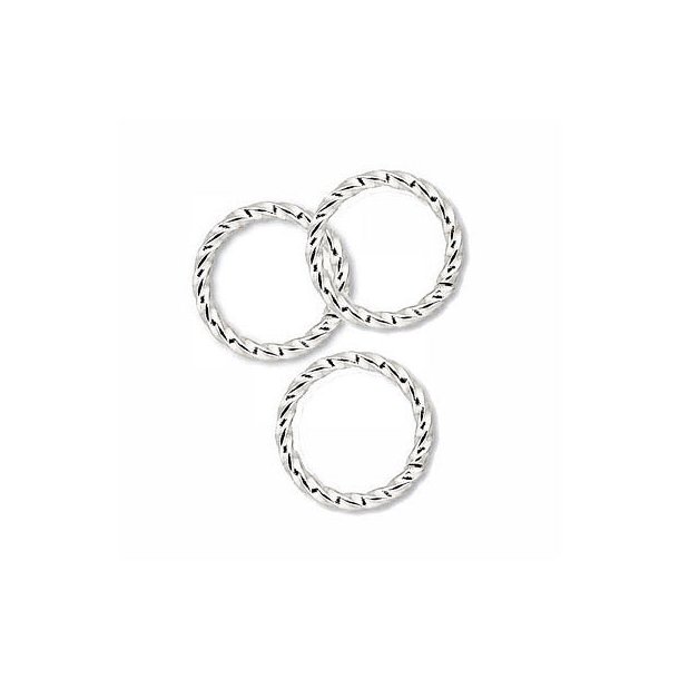 Versilberte Messingringe, gewunden, offen, 6x0,8 mm, 10 Stk