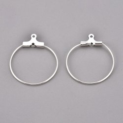 Hanging hoop earring, silver-plated steel, 20x0.8mm, 4pcs.