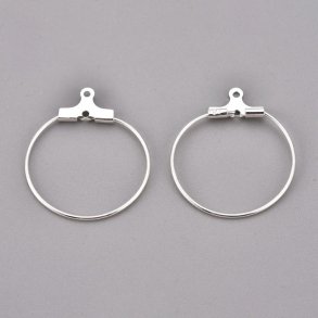 Hanging hoop earring, silver-plated steel, 20x0.8mm, 4pcs.