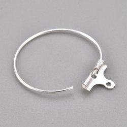 Hanging hoop earring, silver-plated steel, 20x0.8mm, 4pcs.