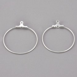 Kreolen-Anh&auml;nger, versilberter Edelstahl, 25x0,9 mm, 4 Stk.