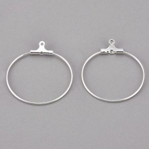 Kreolen-Anhänger, versilberter Edelstahl, 25x0,9 mm, 4 Stk.