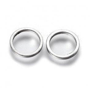 Ring, platinum plated, closed, flat wire, 8x0,8mm, 10pcs