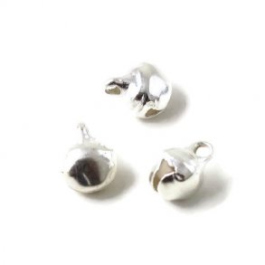 Silver coloured steel bell, 8x6x6mm, 10pcs.