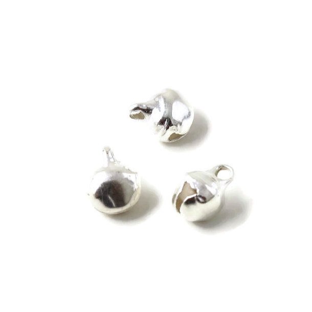 Silver coloured steel bell, 8x6x6mm, 10pcs.