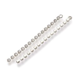 Kettenanhnger mit 1 Kristallkette, 70 mm, Messing platinfarben, 2 Stck