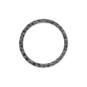 Geschlossene Ringe, gehämmert, rustikal,  schwarz, 25 mm, 2 Stk.