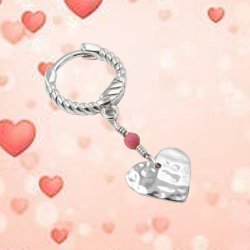 Herz-Anhnger, leicht gewlbt, gehmmerte Oberflche, Silber, 10x9 mm, 1 Stck