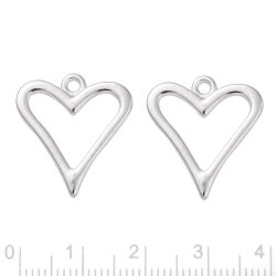 Anhnger, Kontur Herz mit se, Messing versilbert, 20x19 mm, 4 Stk.