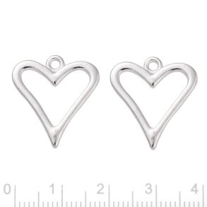 Anhnger, Kontur Herz mit se, Messing versilbert, 20x19 mm, 4 Stk.