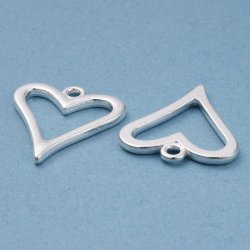 Anhnger, Kontur Herz mit se, Messing versilbert, 20x19 mm, 4 Stk.